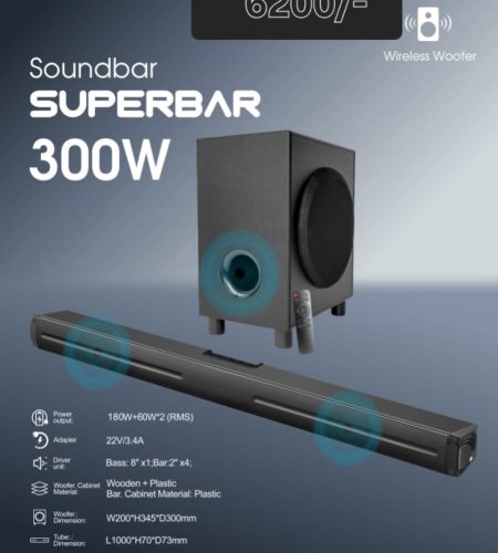 me pro superbar 300w 2.1 channel soundbar